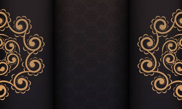 Bannière noire de magnifiques motifs vectoriels avec des ornements de mandala et de placer sous le texte. Conception d'invitation prête à imprimer avec motifs mandala. - Vecteur, image