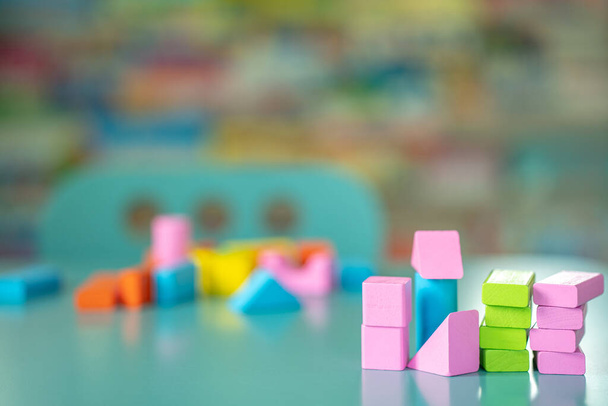 A closeup shot of colorful wooden blocks - Foto, Imagem