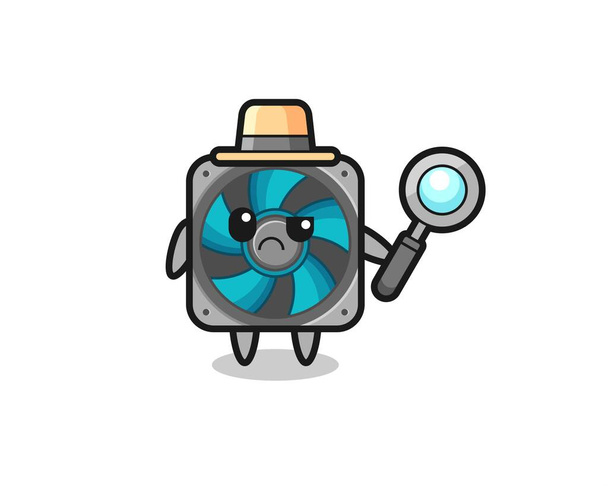 the mascot of cute computer fan as a detective , cute style design for t shirt, sticker, logo element - Vector, Image