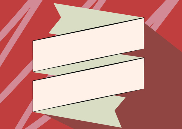 Folded Paper Sash Drawing In Zigzag Pattern. Folding Cardboard Bookmark Design Showing Irregular Patterns. - Вектор,изображение