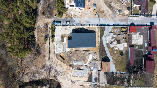 Aerial view of construction of a country house, top view. - Foto, Bild