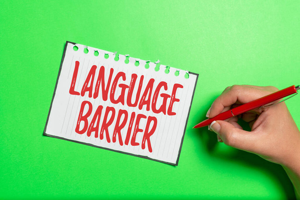Handwriting text Language Barrier. Word for difficulties in communication Speaking different language Brainstorming Problems And Solutions Asking Relevant Questions - 写真・画像