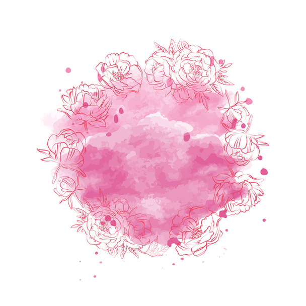 Esquisse élégante du contour des fleurs de pivoine, illustration vectorielle - Vecteur, image