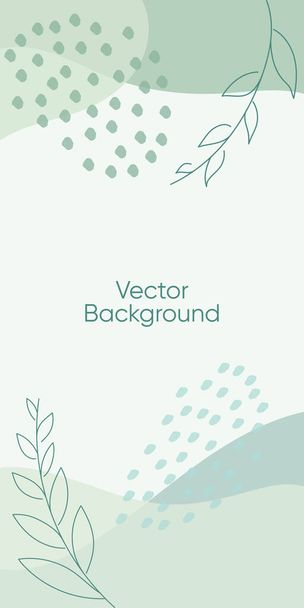 Abstract leaves vector modern stories background. Geometric floral illustration background. Hand drawn pastel colored background. Abstract pastel patterns for social media story, poster, invitation, brochure. - Wektor, obraz