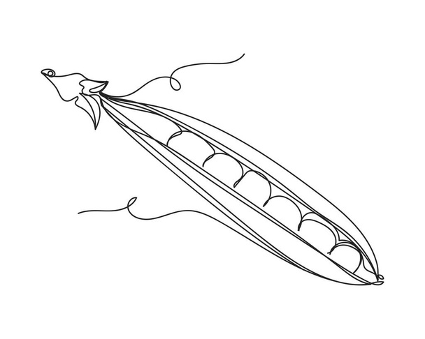 Continuous one line drawing of peas in silhouette on a white background. Linear stylized.Minimalist. - Vector, Image