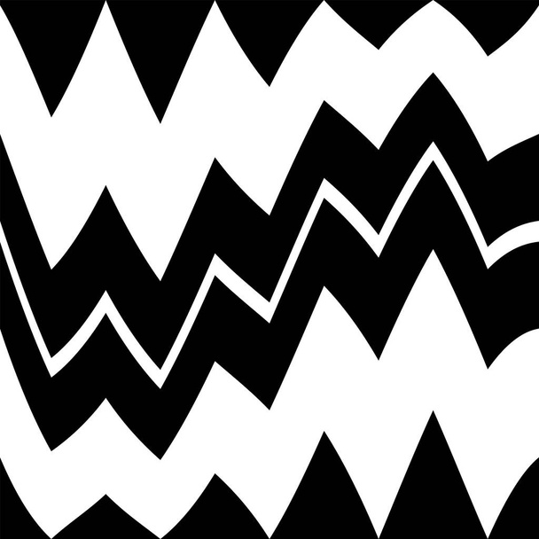 ジグザグと幾何学的な黒と白のシームレスなパターン。アブストラクトベクトルシェブロン波。ファブリックデザイン、壁紙、装飾紙、ウェブデザイン、背景のためのモノクロームアートイラスト. - ベクター画像