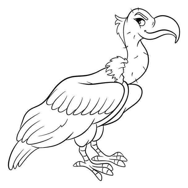 Animal character funny vulture in line style. Children's illustration. Vector illustration for design and decoration. - Вектор,изображение
