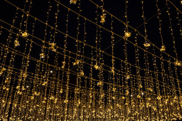 many lights of Christmas garland, blur, bokeh - Photo, Image