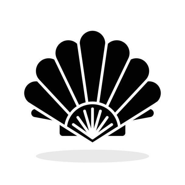 Sea shell icon. Pearl shell icon. Vector illustration. Shell vector icon. Black seashell icon - Vector, Image