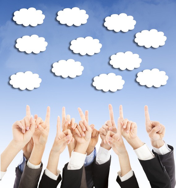 Skupina obchodních lidí ruce bod nahoru Cloud - Fotografie, Obrázek