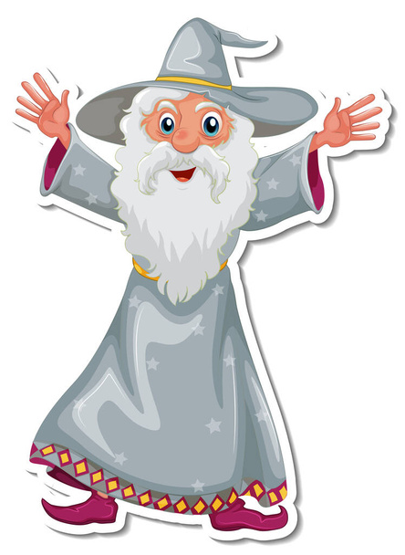 Старий чарівник мультфільм персонаж наклейка ілюстрація
 - Вектор, зображення