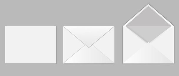 Conjunto de envelopes brancos realistas - Vetor, Imagem