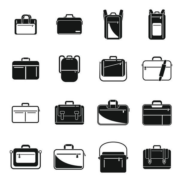 Laptop bag icons set simple vector. Computer case - Vector, Image