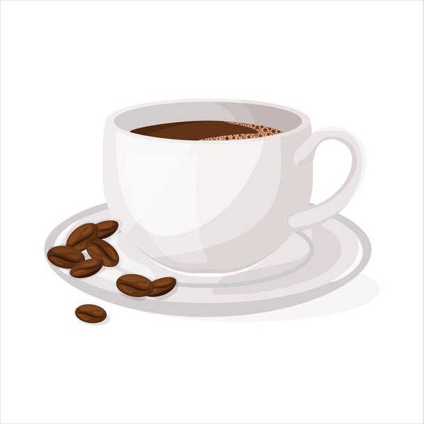 Cup of Fresh Coffee. Vector Illustration. Realistic Style. Decorative Design for Cafeteria, Posters, Banners, Cards - Вектор,изображение