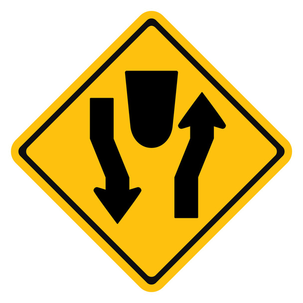 Warning sign Dual Carriage Way Ahead,Divided Highway - Vektor, obrázek