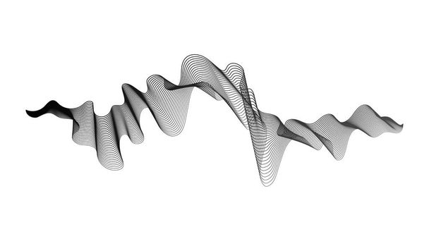 Cenário abstrato com linhas de gradiente de onda monocromática sobre fundo branco. Fundo de tecnologia moderna, design de onda. Ilustração vetorial - Vetor, Imagem