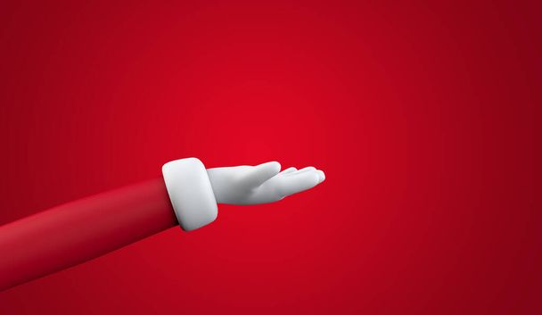 Santa Claus flat hand festive cartoon character arm. 3D Rendering - Zdjęcie, obraz