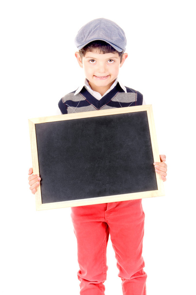 Boy holding blackboard - Foto, Imagen