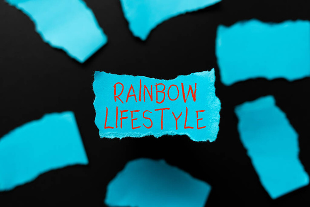 Conceptuele bijschrift Rainbow Lifestyle. Concept betekent hetzelfde geslacht paar of individu binnen de LGBT-gemeenschap Abstract Focussen op een enkel idee, het oplossen van het belangrijkste probleemconcept - Foto, afbeelding