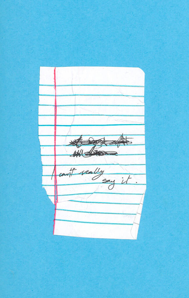 A crumpled paper shows a crossed out line and the expression "I really can't tell" on a light blue background. - Foto, immagini