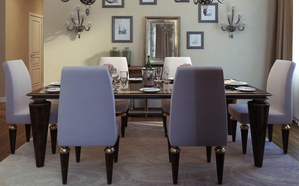 Sala de jantar de luxo, estilo art deco
 - Foto, Imagem