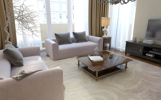 Luxusní obývací pokoj, jídelna, ve stylu art deco - Fotografie, Obrázek