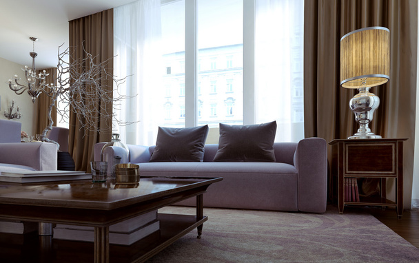 Luxury living room, dining room, art deco style - Фото, зображення