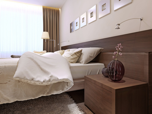 Bedroom interior in modern style - Fotoğraf, Görsel