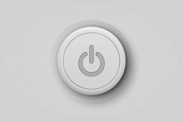 Vector Realistic White Power Plastic Knob Closeup. Circle Button Icon, Design Template of Power Volume Playback Control. Top, Front View - Vektor, Bild