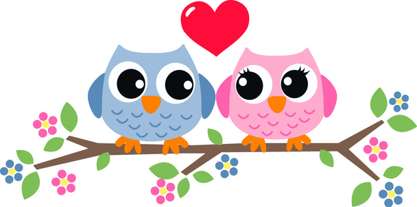 Two sweet owls in love - Photo, Image