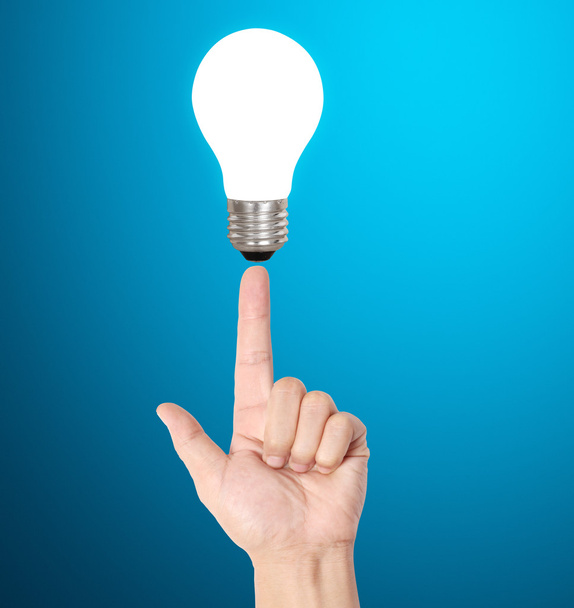 Ideas bulb light on  hand  - Photo, Image