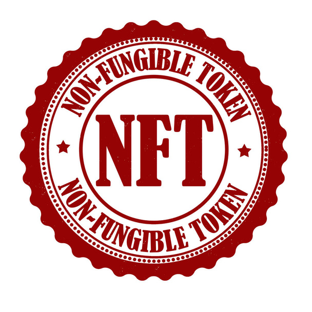 Etiqueta o sello token no fungible NFT sobre fondo blanco, ilustración vectorial - Vector, Imagen