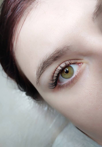 Lash extensions in beauty salon macro eye  - Photo, Image