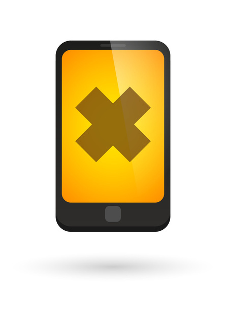 Icono del teléfono con un signo de sustancia irritatina
 - Vector, Imagen