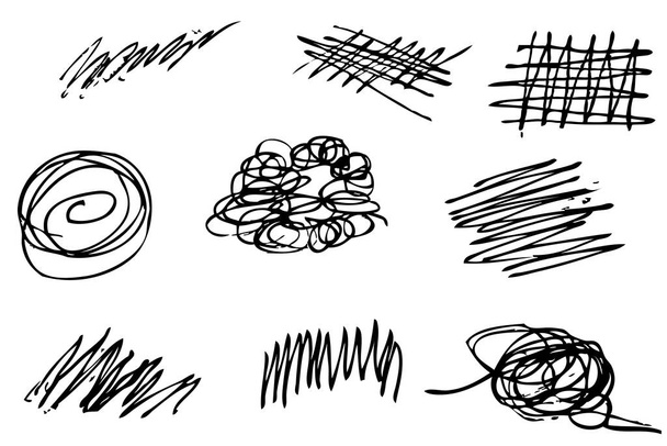 6 Vector Scribble Line Abstract Shape Hand Draw Skizze für Ihr Designelement - Vektor, Bild