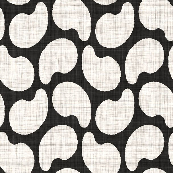 Бесшовная черно-белая тканая ткань геометрической льняной текстуры. Двухцветный монохромный фон. Эффект современных тканей. Masculine shape motif repeat print - Фото, изображение