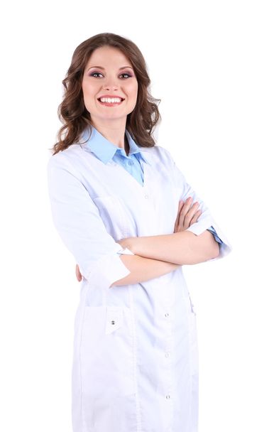 Young beautiful doctor isolated on white - Foto, Bild