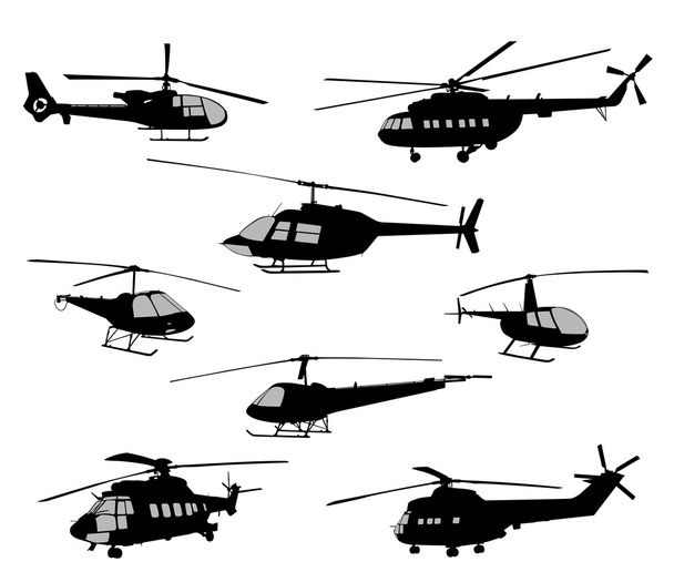 Helicopters silhouettes - Вектор, зображення