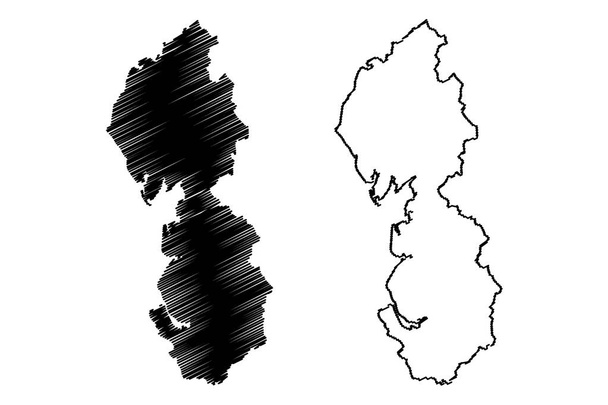 Északnyugat-angliai régió (Egyesült Királyság, Anglia régió) térkép vektor illusztráció, scribble sketch Északnyugat-angliai térkép - Vektor, kép