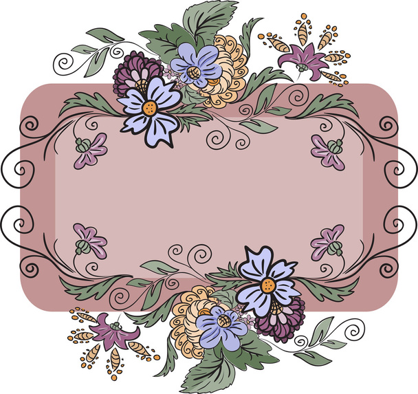 Horizontal floral frame - Vektör, Görsel