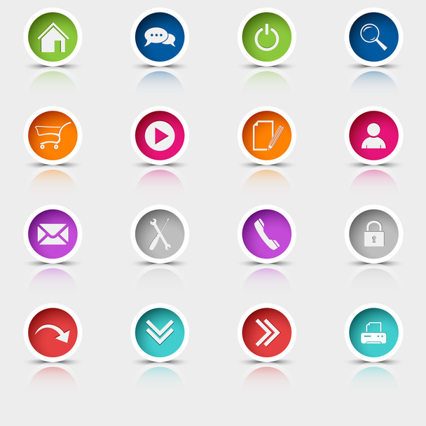 Colored set round web buttons - Vector, Image