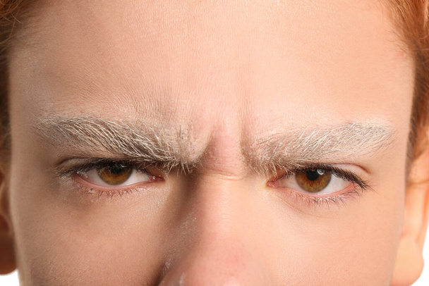 Teenage boy with dyed eyebrows, closeup - Photo, Image