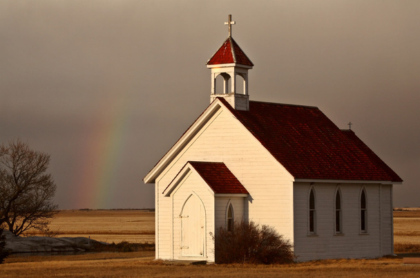 Rainbow behind Saint Columba church - Photo, Image