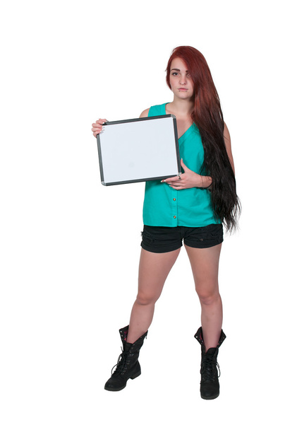 Woman Holding a Blank Sign - Photo, Image