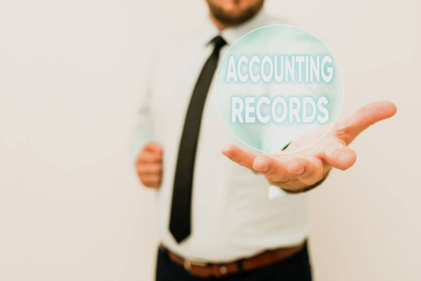 Handwriting text Accounting Records. Business concept Manual or computerized records of assets and liabilities Presenting New Plans And Ideas Demonstrating Planning Process - Photo, Image