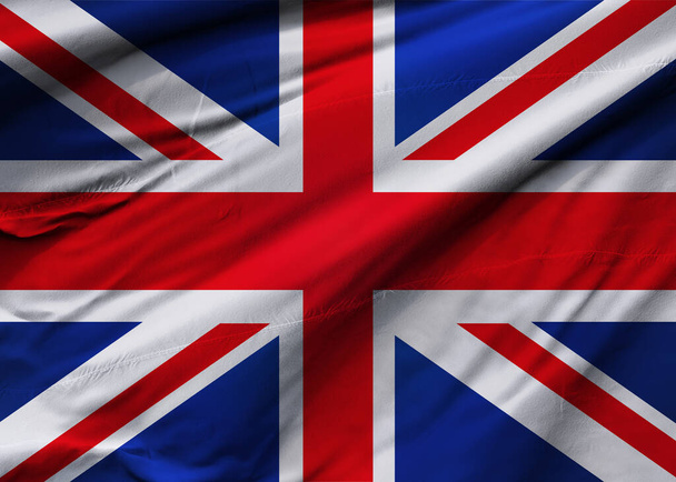 Render. Flag with element of United Kingdom of Great Britain and Northern Ireland (Britain) flag. High quality for print. Image RGB.  - Photo, Image