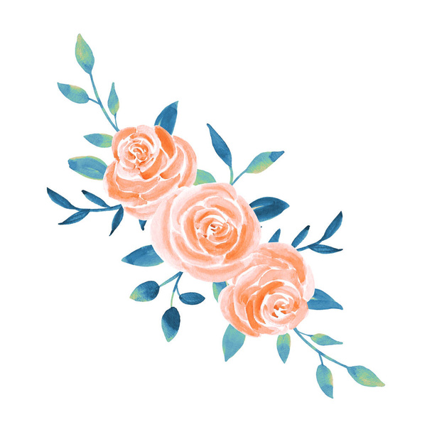 Akwarela róża kwiaty bukiet ilustracja - Zdjęcie, obraz