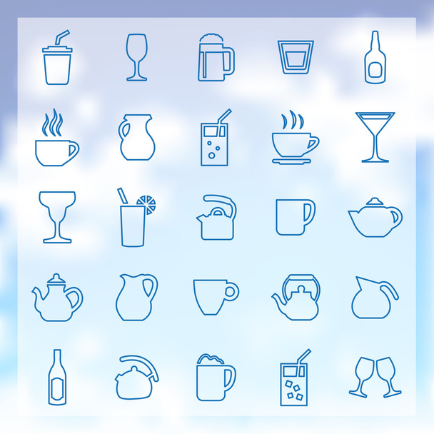 25 conjunto de ícones de bebidas
 - Vetor, Imagem