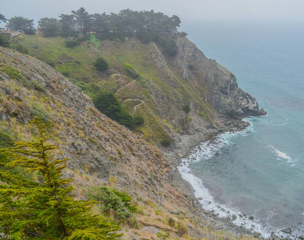 Сувора точка вздовж скелястого узбережжя Тихого океану в національному лісі Лос - Падрес (Каліфорнія). - Фото, зображення