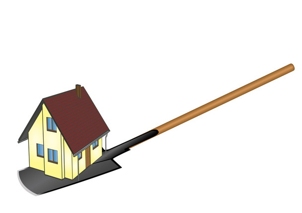 Ilustración vectorial de la casa privada situada en una pala
 - Vector, imagen